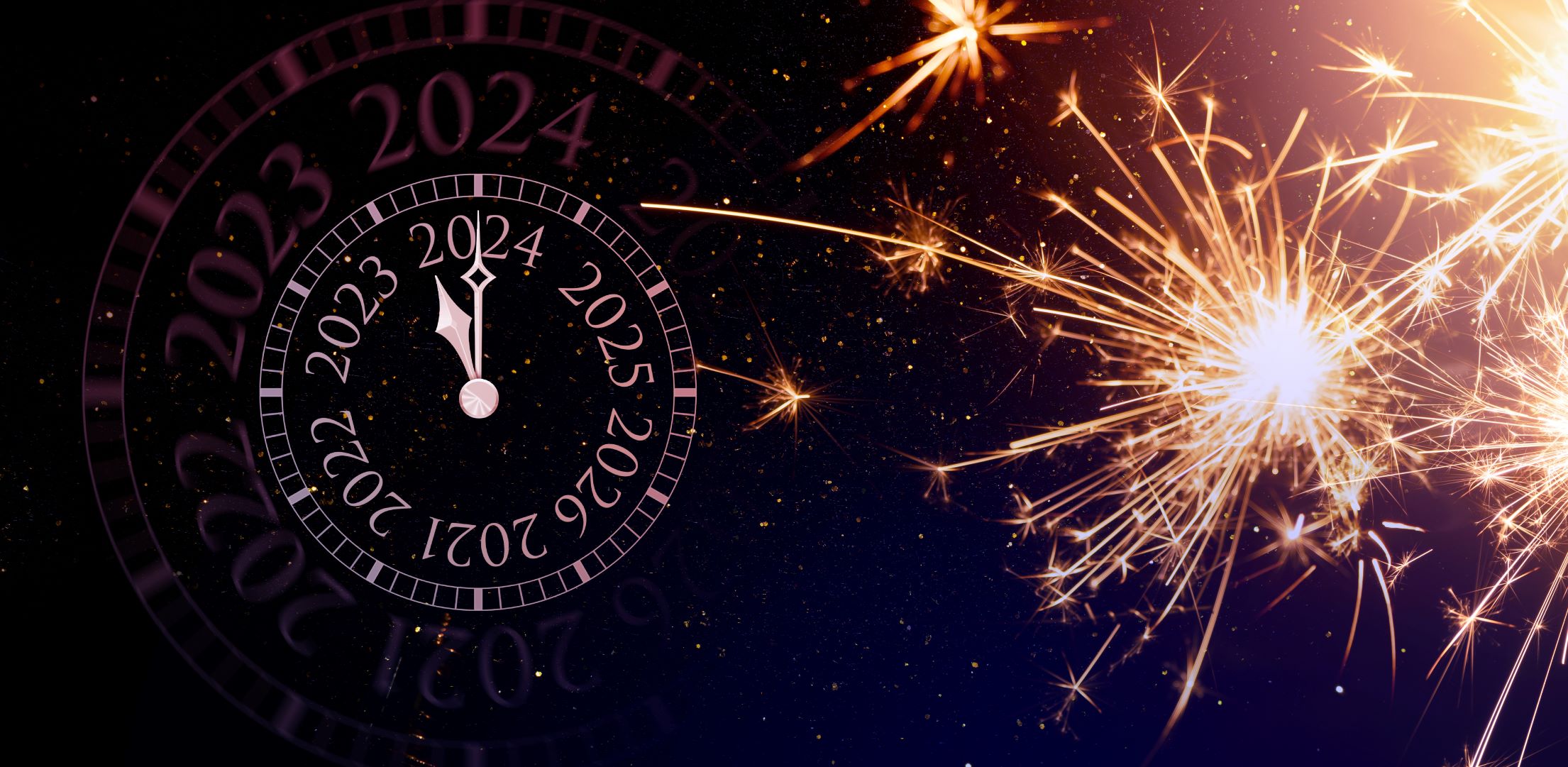 2024 clock with sparkler