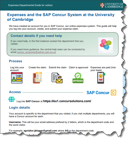 Expenses and the SAP Concur System at the University of Cambridge