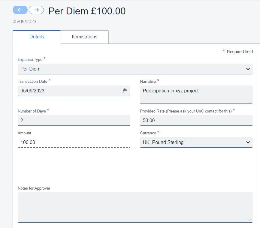 Expenses - Per Diem